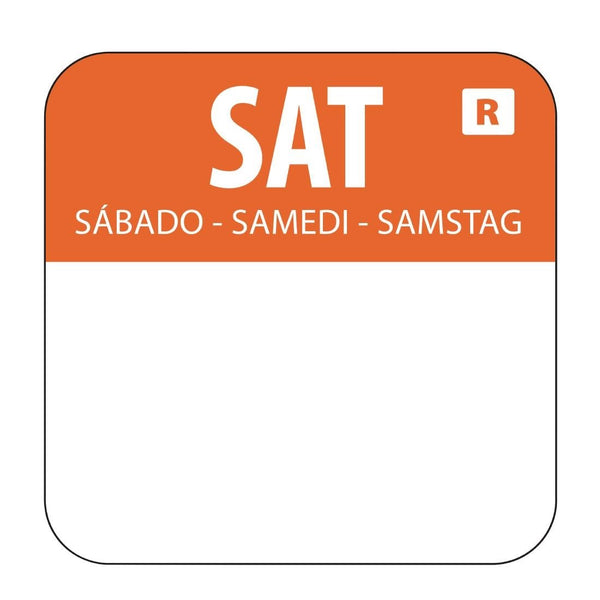 Hygiplas Day of the Week Removable Label Saturday 1'' (Roll 1000) L936 - Whisk Hospitality - L936