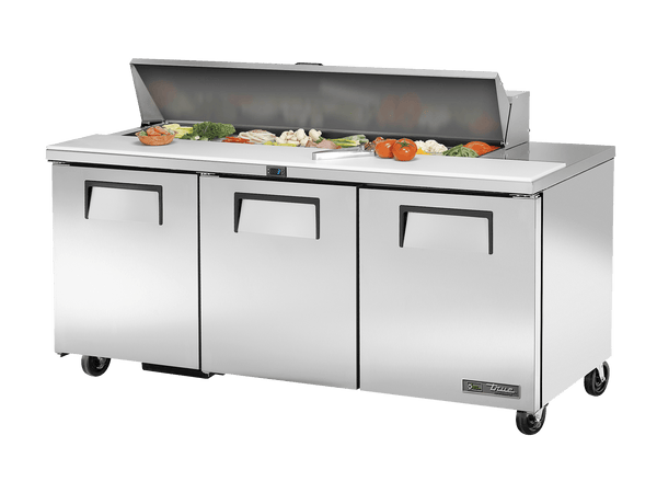 True Refrigeration Prep Table 16x 1/6 Top Pans 3 Solid Swing Doors - TSSU - 72 - 16 - HC - Whisk Hospitality - TSSU-72-16-HC