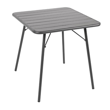 Bolero Slatted Square Steel Table Grey - 700mm CS730 - Whisk Hospitality - CS730