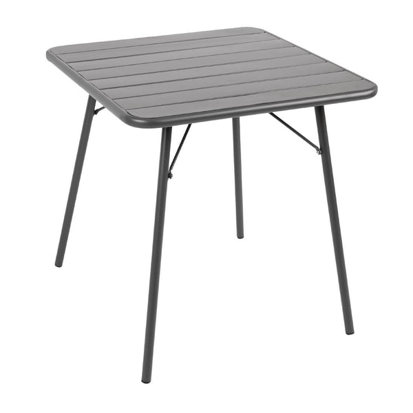 Bolero Slatted Square Steel Table Grey - 700mm CS730 - Whisk Hospitality - CS730