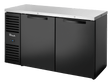 True Refrigeration Pass - Thru Bar Refrigerator Black Ext 2 Solid Swing Doors Front 2 Solid Swing Doors Rear - TBR60 - PTSZ1 - L - B - SS - SS - 2 - Whisk Hospitality - TBR60-PTSZ1-L-B-SS-SS-2