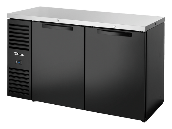 True Refrigeration Pass - Thru Bar Refrigerator Black Ext 2 Solid Swing Doors Front 2 Solid Swing Doors Rear - TBR60 - PTSZ1 - L - B - SS - SS - 2 - Whisk Hospitality - TBR60-PTSZ1-L-B-SS-SS-2