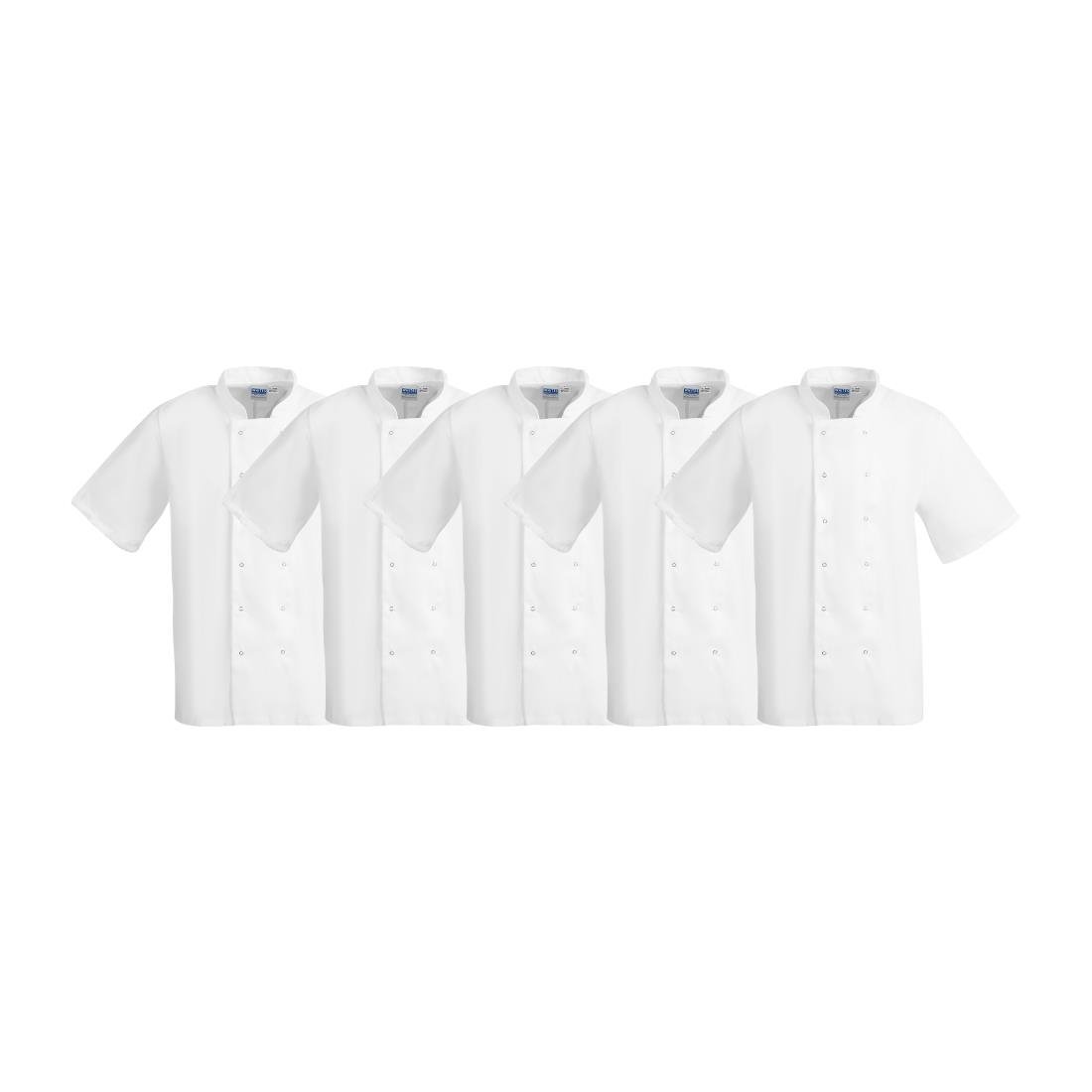 Whites Boston Short Sleeved White Jacket - Size S - B250 - S (Pack 5) SA821 - Whisk Hospitality - SA821