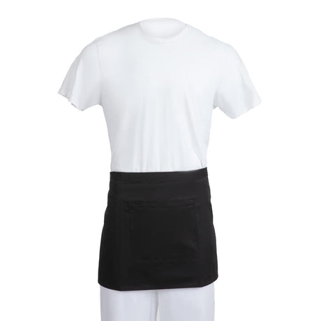 Whites Short Bistro Apron Black - 750x373mm 29.5x14.7" B131 - Whisk Hospitality - B131