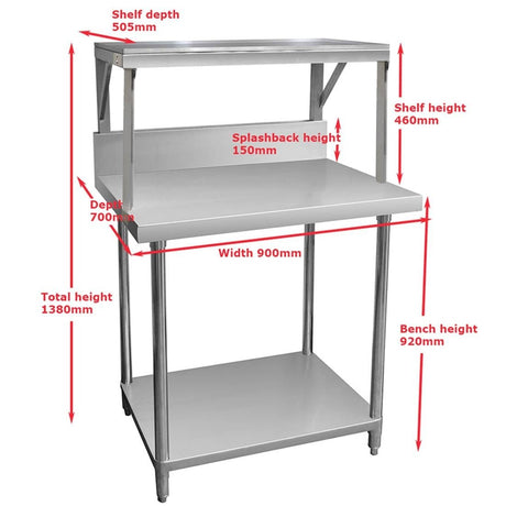SMB - 7 - 0900 - Heavy Duty Salamander Bench with Shelf Braces - Whisk Hospitality - SMB-7-0900