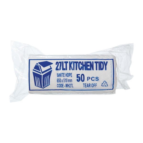 Jantex Kitchen Tidy Garbage Bag White - Medium - 27Ltr (Box 50) FL875 - Whisk Hospitality - FL875