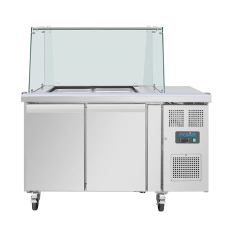 Polar U - Series GN Counter Saladette with Square Sneeze Guard - 2 Door UA017 - A - Whisk Hospitality - UA017-A