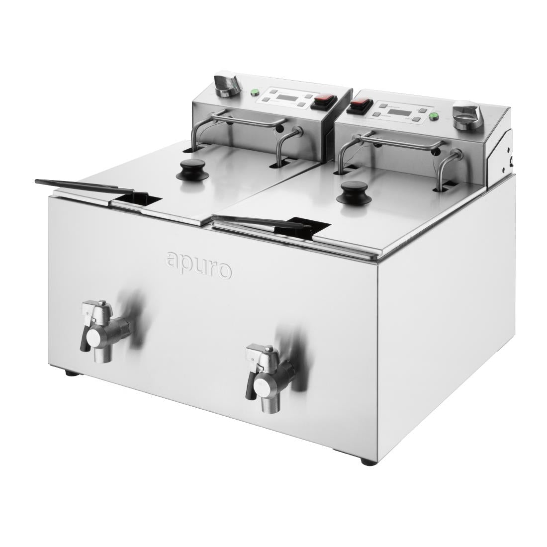 Apuro Double Electric Fryer with Timer - 2x8Ltr - 2x2.9kW CU621 - A - Whisk Hospitality - CU621-A