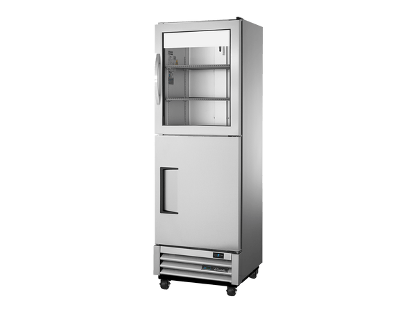 True Refrigeration Slimline Upright Display Refrigerator Split Half Glass + Half Solid Swing Doors - T - 15 - 1 - G - 1 - HC - FGD01 - Whisk Hospitality - T-15-1-G-1-HC-FGD01