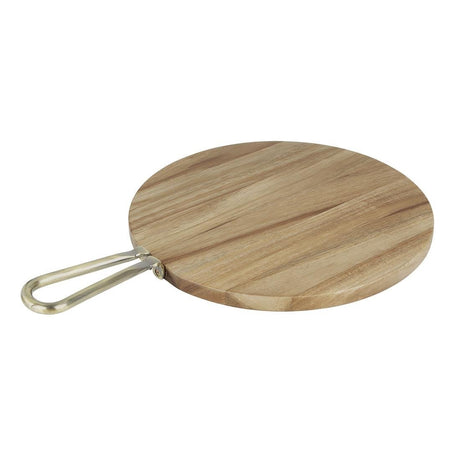 Olympia Round Paddle Board Acacia Wood With Metal Handle - 505x356x20mm HX390 - Whisk Hospitality - HX390