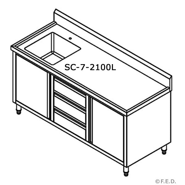 SC - 7 - 2100L - H CABINET WITH LEFT SINK - Whisk Hospitality - SC-7-2100L-H