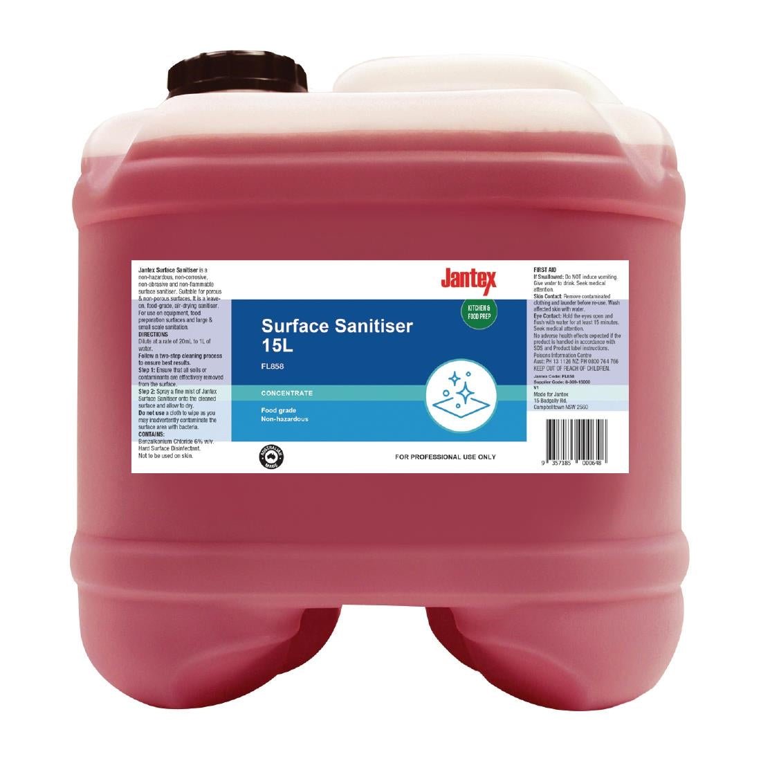 Jantex Surface Sanitiser Food Grade Concentrate - 15Ltr FL858 - Whisk Hospitality - FL858
