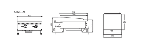 Cookrite 610MM GRIDDLE W610 X D725 X H385 | COOKRITE 1 ATMG - 24 - LPG - Whisk Hospitality - ATMG-24-LPG