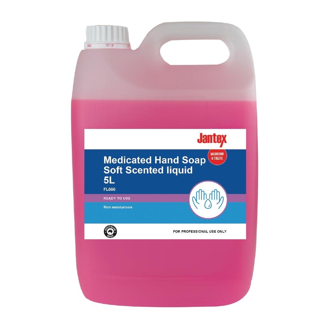 Jantex Medicated Hand Soap Soft Scent Liquid - 5Ltr FL866 - Whisk Hospitality - FL866