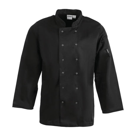 Whites Vegas Chefs Jacket Long Sleeve Black Polycotton - Size L A438 - L - Whisk Hospitality - A438-L