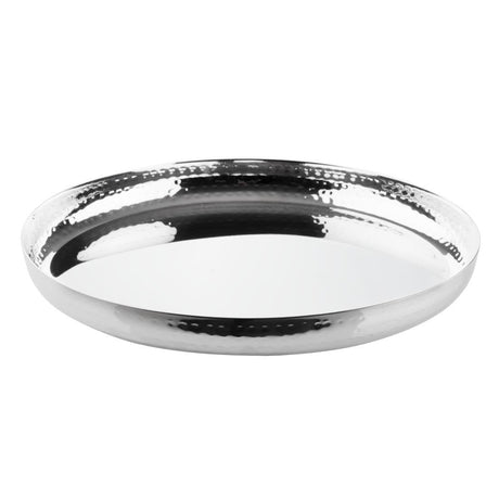 Olympia Hammered Round Tray Stainless Steel - 320x35mm HY125 - Whisk Hospitality - HY125