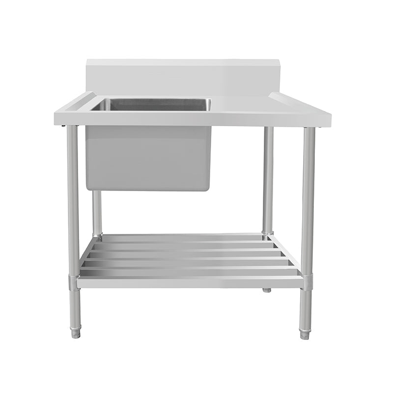 Work Bench - Single Sink with Pipe Undershelf - Left Sink / 700 / ASS-1570L - Whisk Hospitality - 622298
