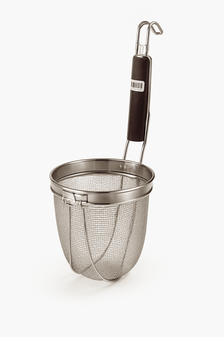 Noodle Basket - Mesh - Heavy Duty - Wooden Handle - Whisk Hospitality - 782