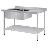 Vogue Double Bowl Sink R/H Drainer - 1500mm (90mm Drain) HC904 - Whisk Hospitality - HC904