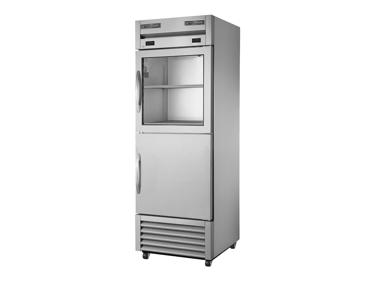 True Refrigeration Upright Foodservice Dual Temperature Cabinet Split Half Glass + Half Solid Swing Doors - T - 23DT - 1 - G - 1 - HC - FGD01 - Whisk Hospitality - T-23DT-1-G-1-HC-FGD01