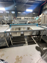 Simply Stainless SS09.7.1800BL 2 Bowl Inlet Bench - Whisk Hospitality - 3PA-7767-SS09.7.1800BL