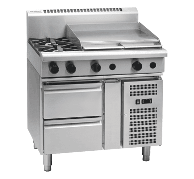 Waldorf 800 Series Rnl8606G Rb 900Mm Gas Cooktop Low Back Version Refrigerated Base - Whisk Hospitality - RNL8606G-RB