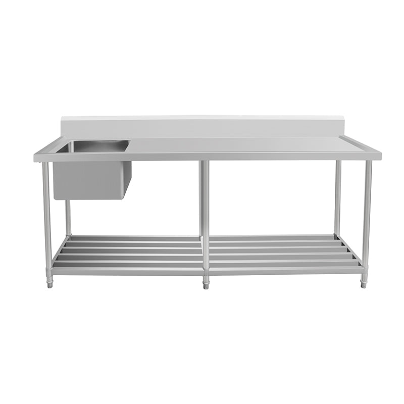 Work Bench - Single Sink with Pipe Undershelf - Left Sink / 700 / ASS-2470L - Whisk Hospitality - 622301