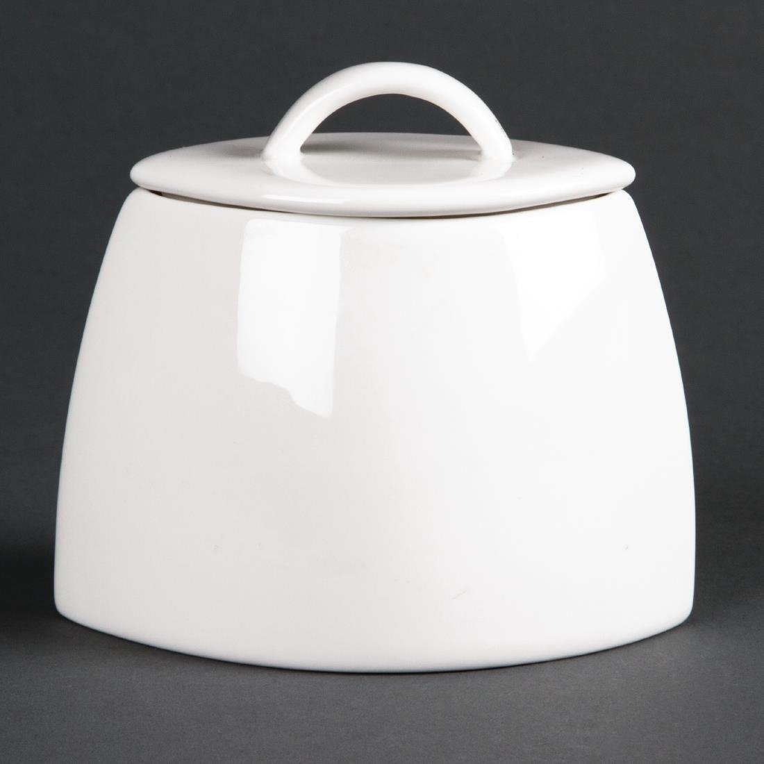 Olympia Lumina Oval Sugar Bowl with lid - 200ml 7oz (Box 6) CD654 - Whisk Hospitality - CD654
