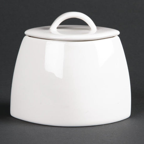 Olympia Lumina Oval Sugar Bowl with lid - 200ml 7oz (Box 6) CD654 - Whisk Hospitality - CD654