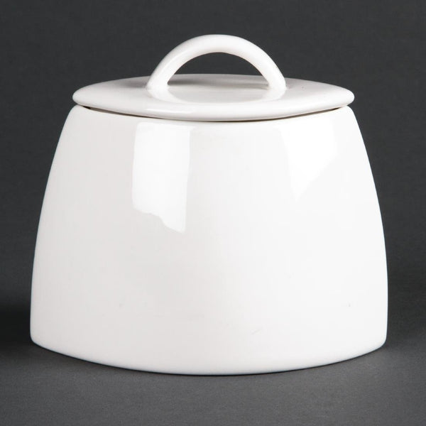 Olympia Lumina Oval Sugar Bowl with lid - 200ml 7oz (Box 6) CD654 - Whisk Hospitality - CD654