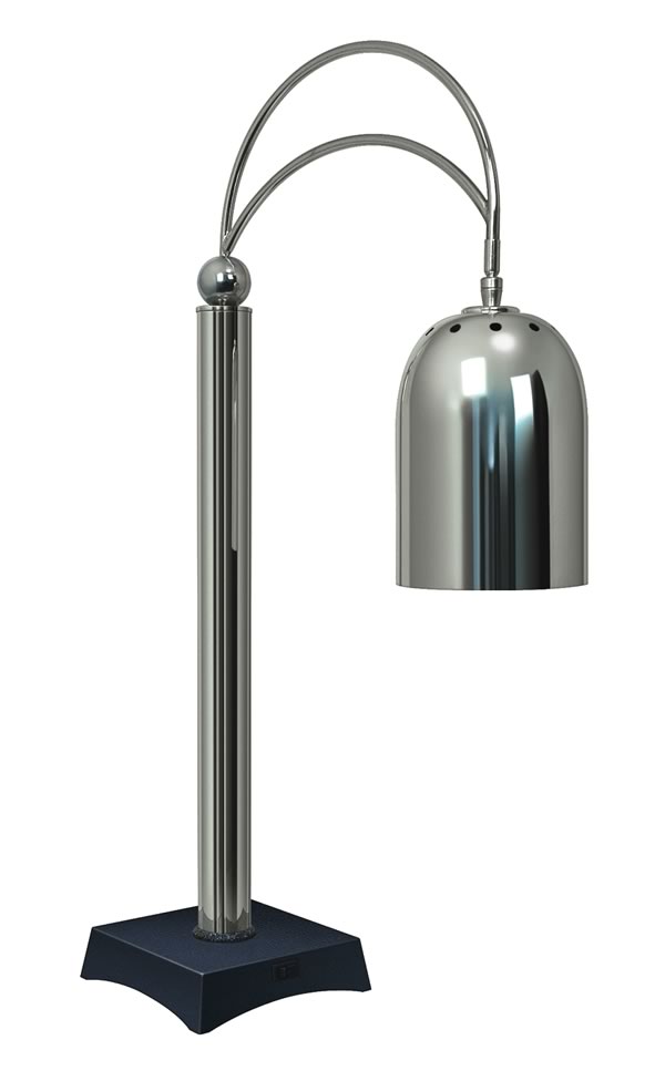 DCS400-1-BN Hatco Glo-Ray Decorative Carving Station in Bright Nickel – Freestanding overhead heat lamp on sturdy 203mm square base 527mm x 864mm – 1168mm - Whisk Hospitality - DCS400-1-BN