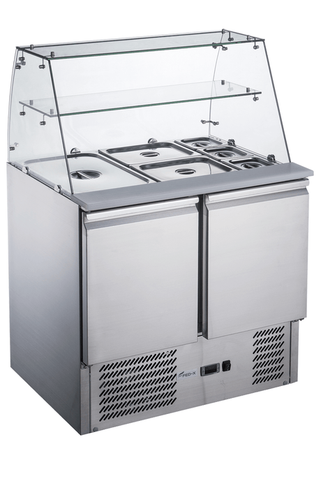 FED - X Two Door Salad Prep Fridge with Glass Top - XS900GC - Whisk Hospitality - XS900GC