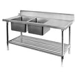 DSBD7 - 2400L/A Left Inlet Double Sink Dishwasher Bench - Whisk Hospitality - DSBD7-2400L/A