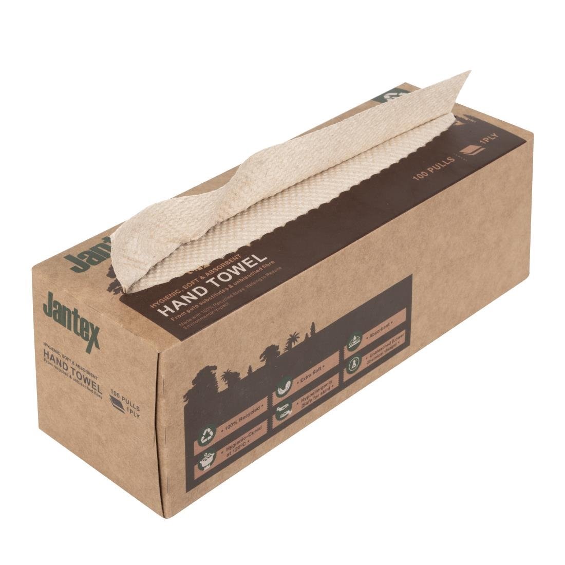 Jantex Green 100% Recycled Hand Towel 1ply - 100 Sheets (Pack 36) HY595 - Whisk Hospitality - HY595