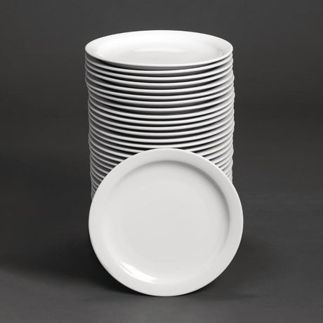 Sale Offer - Athena Hotelware Narrow Rimmed Plate - 254mm 10" (Box 36) S754 - Whisk Hospitality - S754