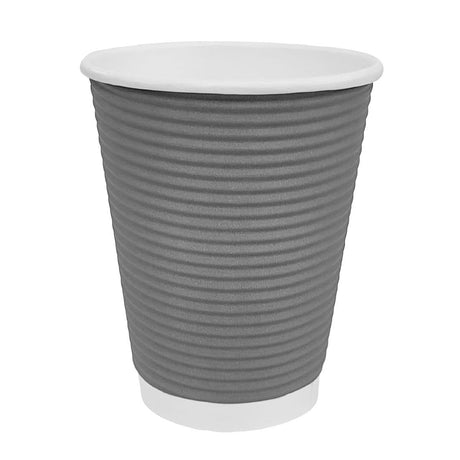 Fiesta Recyclable Hot Cup Ripple Wall Charcoal 225ml (Sleeve 25) GP430 - Whisk Hospitality - GP430