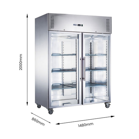 FED - X S/S Two Full Glass Door Upright Fridge - XURC1410G2V - Whisk Hospitality - XURC1410G2V
