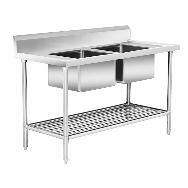 Modular System Double Centre Sink Bench with Pot Undershelf - DSB7 - 1500C/A - Whisk Hospitality - DSB7-1500C/A