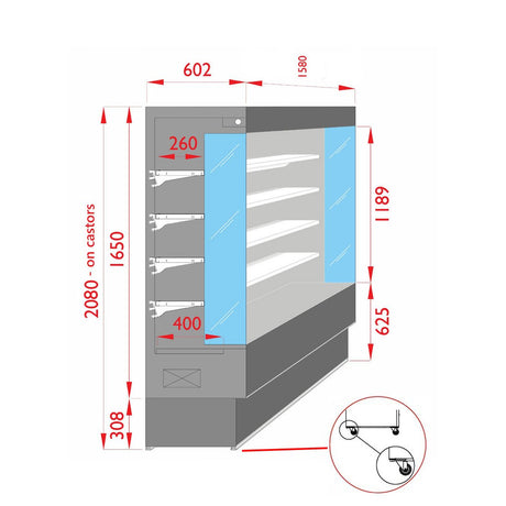 Tecnodom Open Chiller with 4 Shelves TDVC60 - CA - 150 - Whisk Hospitality - TDVC60-CA-150