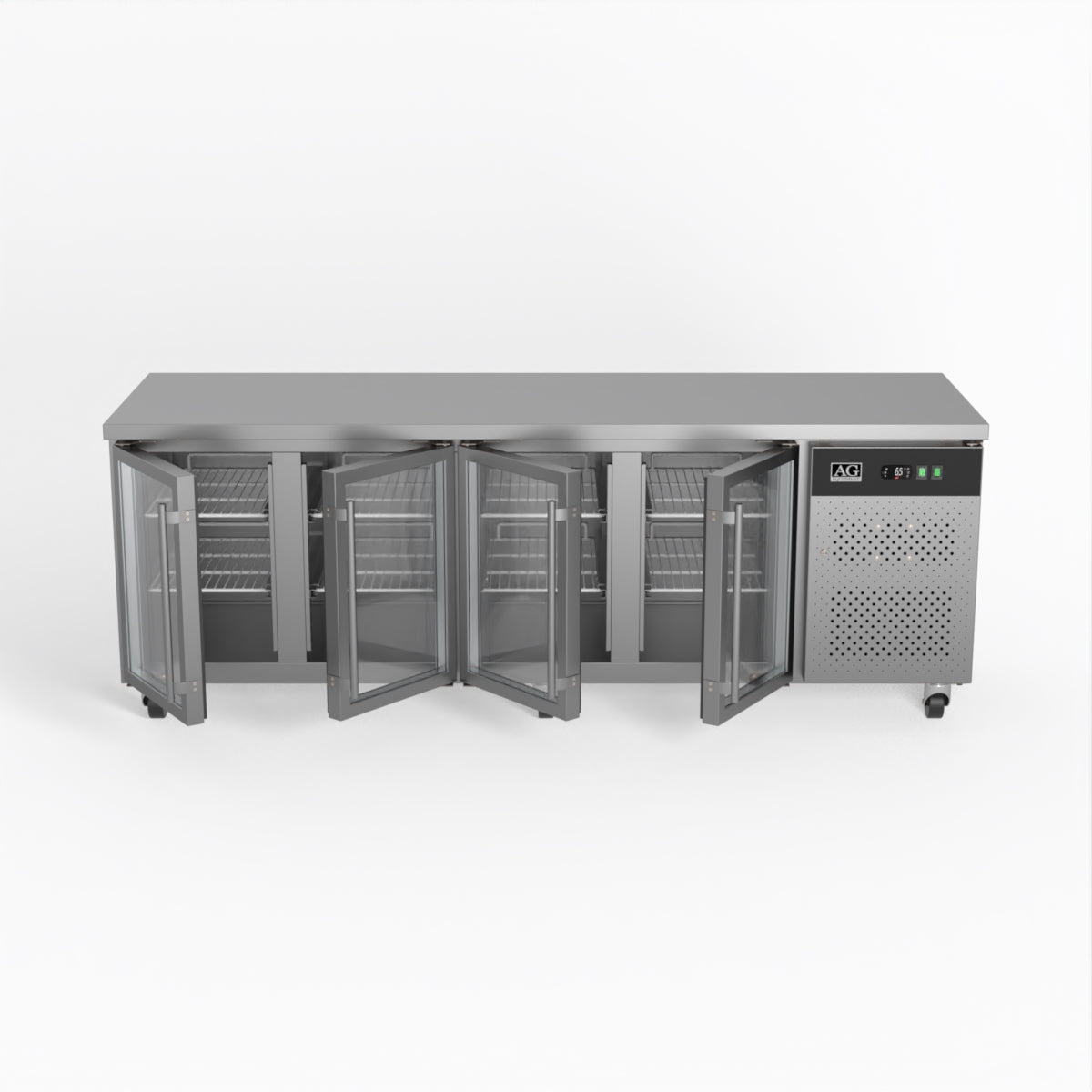 AG Commercial Four Glass Door Worktop / Under Bench Display Fridge 700mm Depth GNX4100TNG - Whisk Hospitality - GNX4100TNG