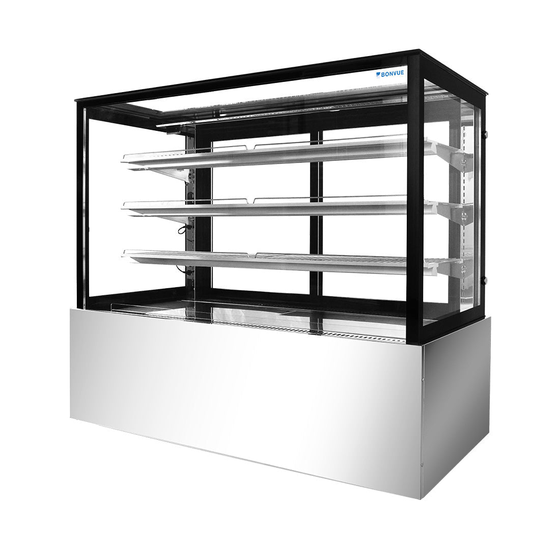Bonvue Black Trim Square Glass Cake Display 2 Shelves - SSU120-2XB - Whisk Hospitality - SSU120-2XB