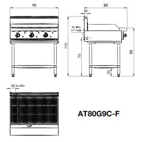 Cookrite 900 MM RADIANT CHAR GRILLS LPG AT80G9C - F - LPG - Whisk Hospitality - AT80G9C-F-LPG