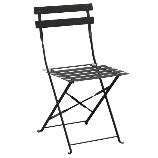 Bolero Black Pavement Style Steel Folding Chairs (Pack 2) GH553 - Whisk Hospitality - GH553