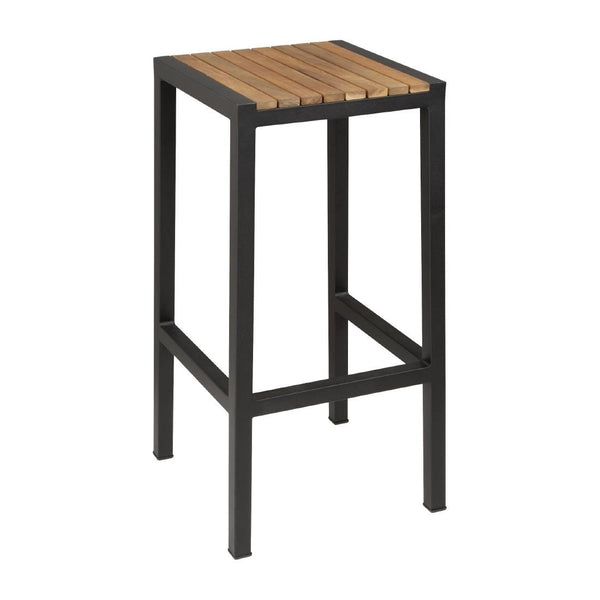 Bolero Steel & Acacia Bar Stool (Pack 2) DS156 - Whisk Hospitality - DS156