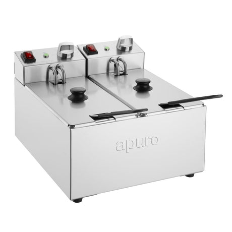 Apuro Double Fryer - 2x3Ltr - 2x2kW CU615 - A - Whisk Hospitality - CU615-A
