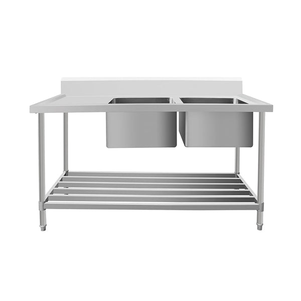 Work Bench - Double Sink with Pipe Undershelf - Right Sink / 600 / ASD-1560R - Whisk Hospitality - 622331