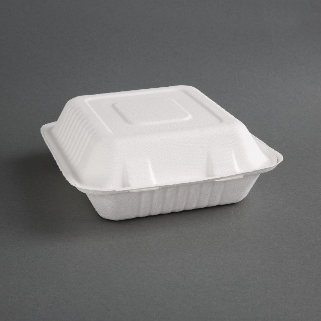 Fiesta Compostable Bagasse Food Container 223 x 201 3 Compartment (Box 200) FC526 - Whisk Hospitality - FC526