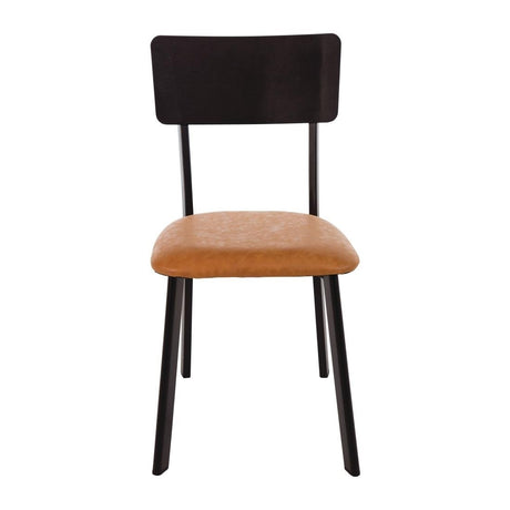 Bolero Metal & PU Side Chair Vintage Camel (Pack 4) DR300 - Whisk Hospitality - DR300