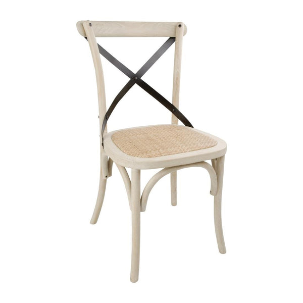 Bolero Wooden Dining Chair with Metal Cross Backrest Earthwash Finish (Box 2) DR306 - Whisk Hospitality - DR306