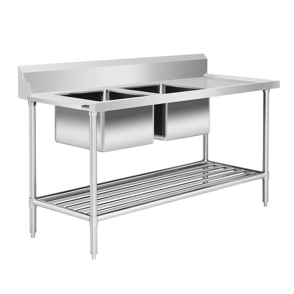 Left Inlet Double Sink Dishwasher Bench DSBD7 - 1800L/A - Whisk Hospitality - DSBD7-1800L/A